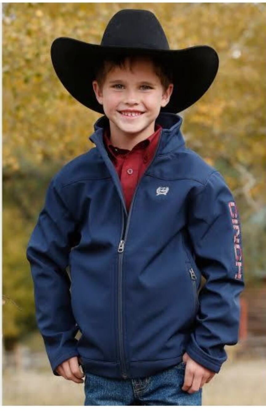 5991)Cinch Boy's M(10) Navy Blue Western Zip Up Bonded Jacket
